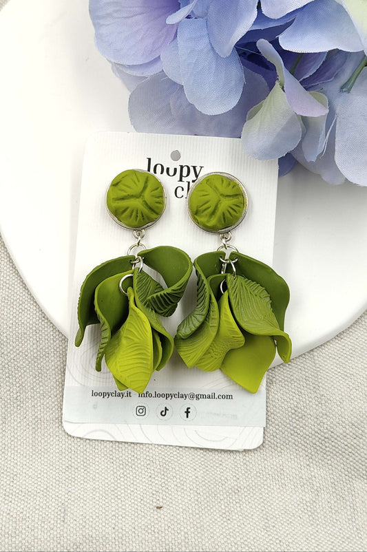 Orecchini Pendenti Sottobosco Incantato | Verde Foresta e argento