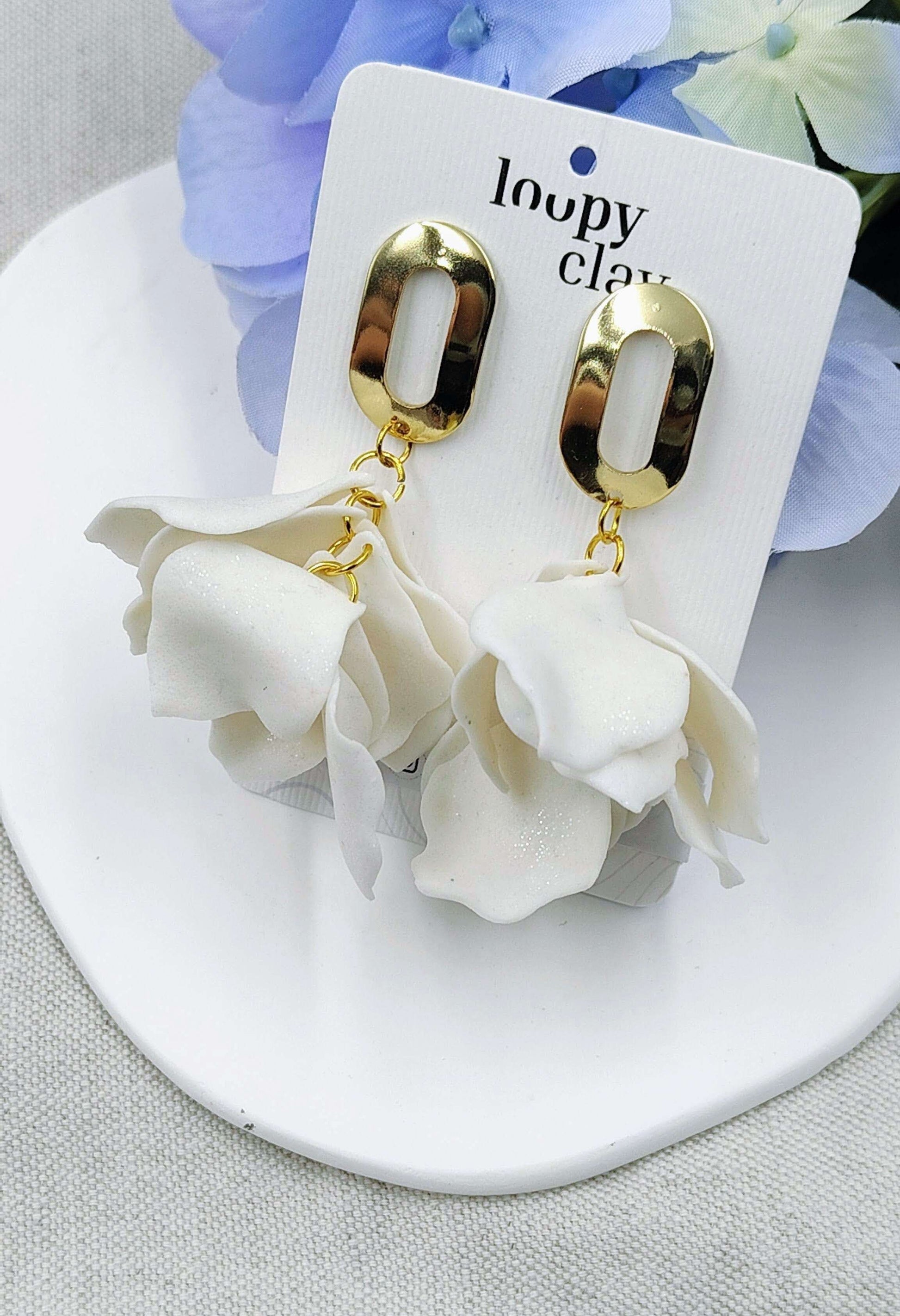 Orecchini Pendenti Neve Scintillante | Bianco Brillante e Oro