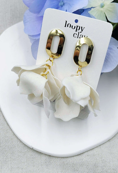 Orecchini Pendenti Neve Scintillante | Bianco Brillante e Oro