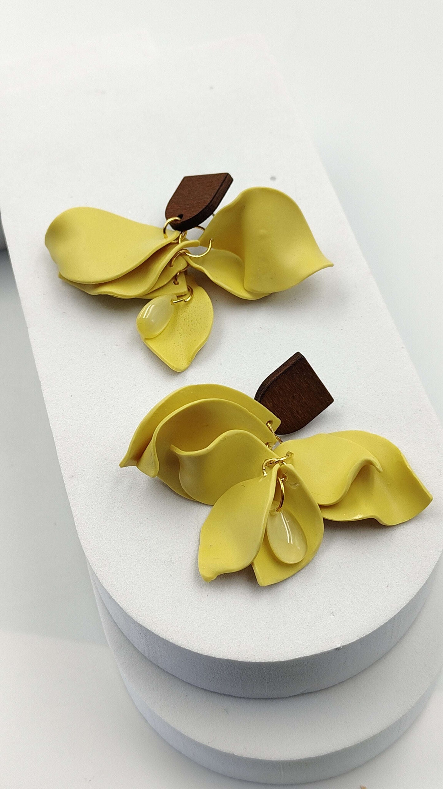 Orecchini Pendenti Sole d'Inverno | Giallo Ocre e Oro