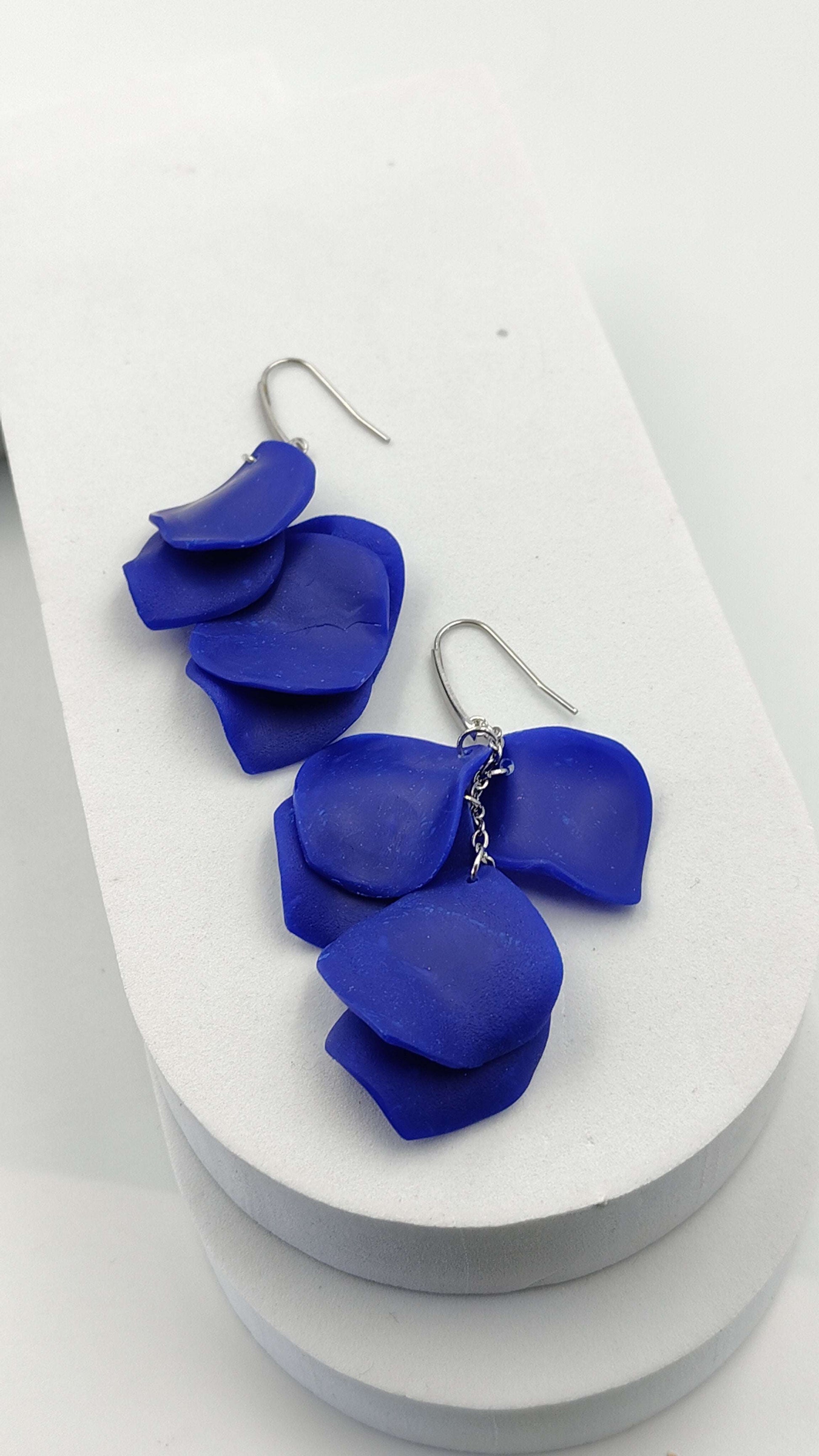 Orecchini Pendenti Orizzonte Blu | Blu Intenso e Acciaio