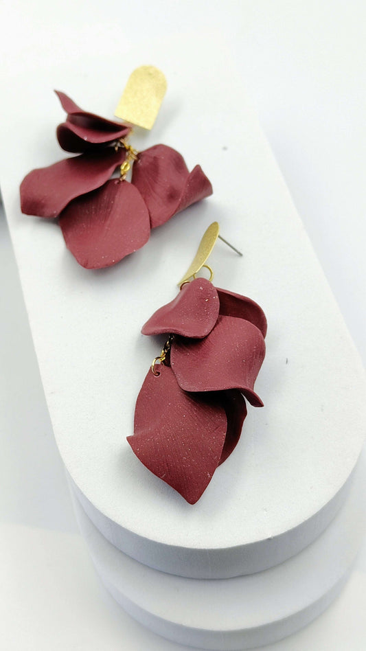 Orecchini Pendenti Essenza Divina | Bordeaux Vinaccia e Oro