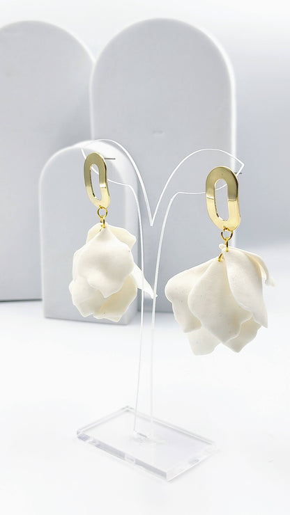 Orecchini Pendenti Neve Scintillante | Bianco Brillante e Oro