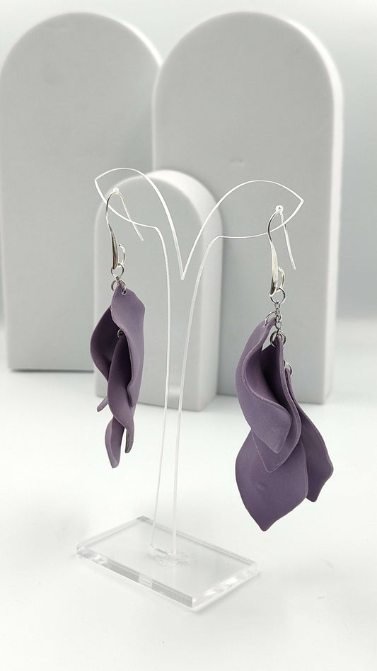 Orecchini Pendenti Foglie di Glicine Artigianali | Loopy clay