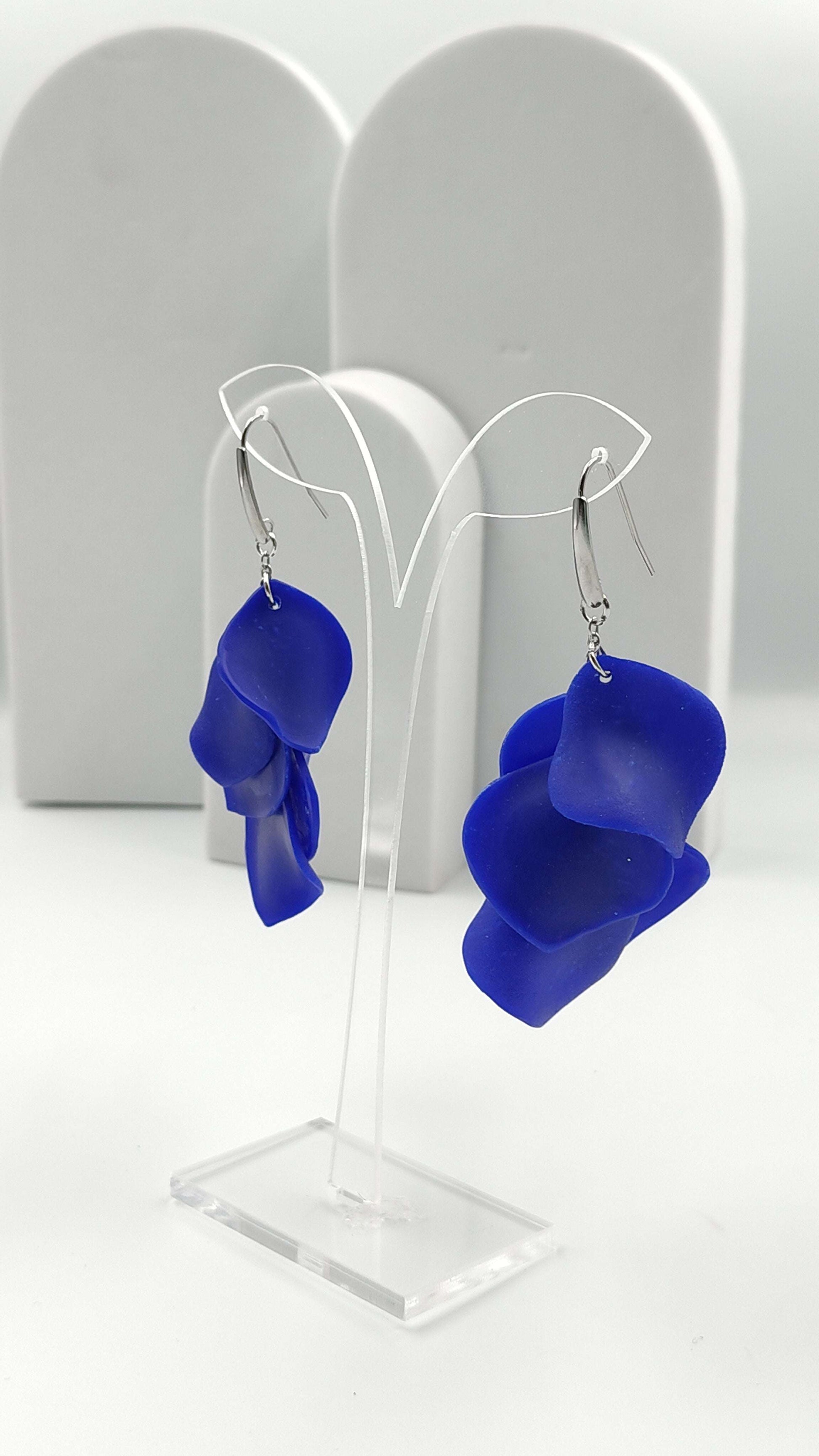 Orecchini Pendenti Orizzonte Blu | Blu Intenso e Acciaio