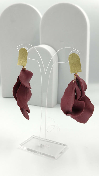 Orecchini Pendenti Essenza Divina | Bordeaux Vinaccia e Oro
