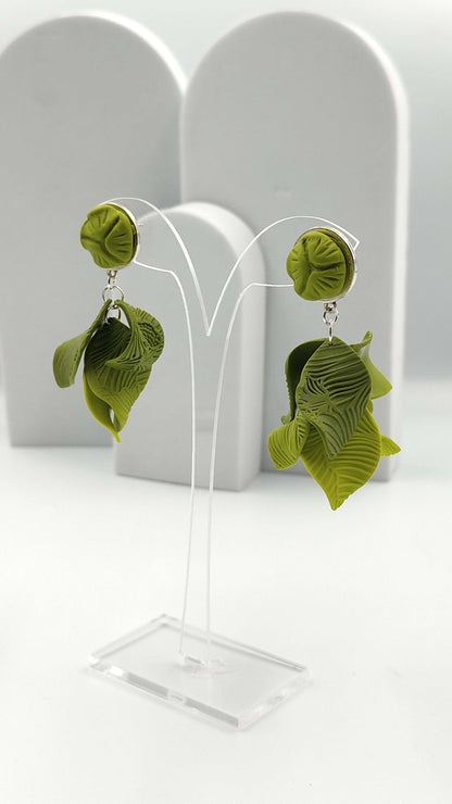 Orecchini Pendenti Sottobosco Incantato | Verde Foresta e argento