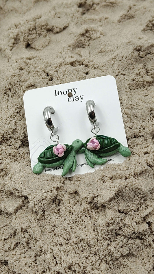 Orecchini Tartaruga Fiori Mare Pendenti Estate Leggeri
