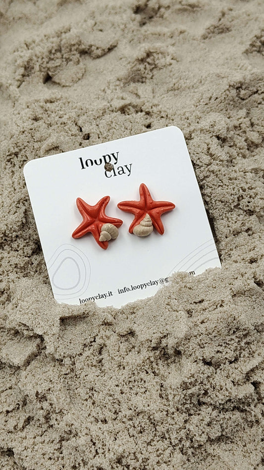 Orecchini Stella Marina Conchiglia Mare Filo Leggeri