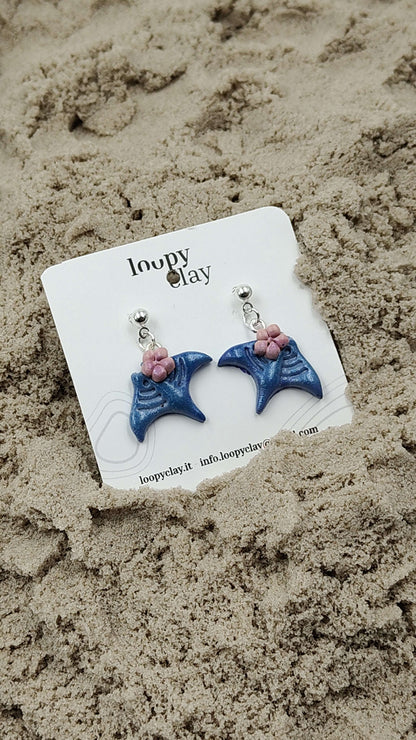 Orecchini Manta Fiori Plumeria Mare Estate Leggeri