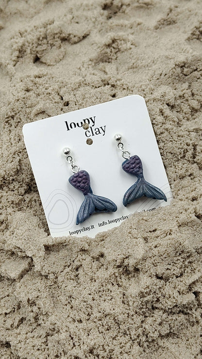 Orecchini Sirena Mare Pendenti Artigianali Leggeri Unici