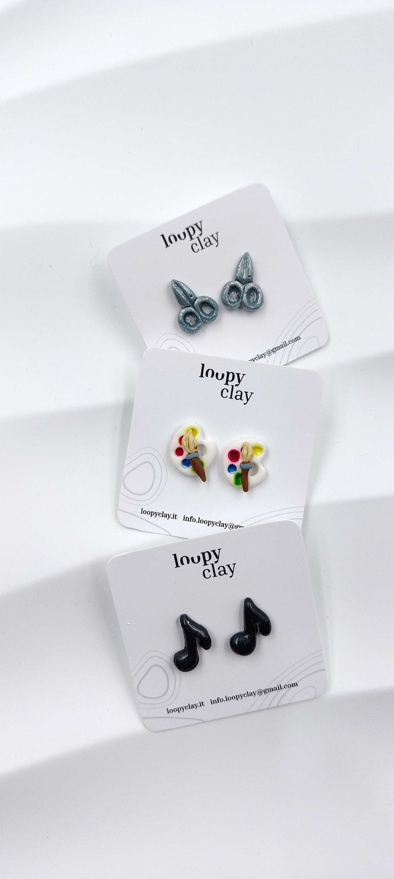 Orecchini Bottone Scuola Forbici Tavolozza Smile Artigianali