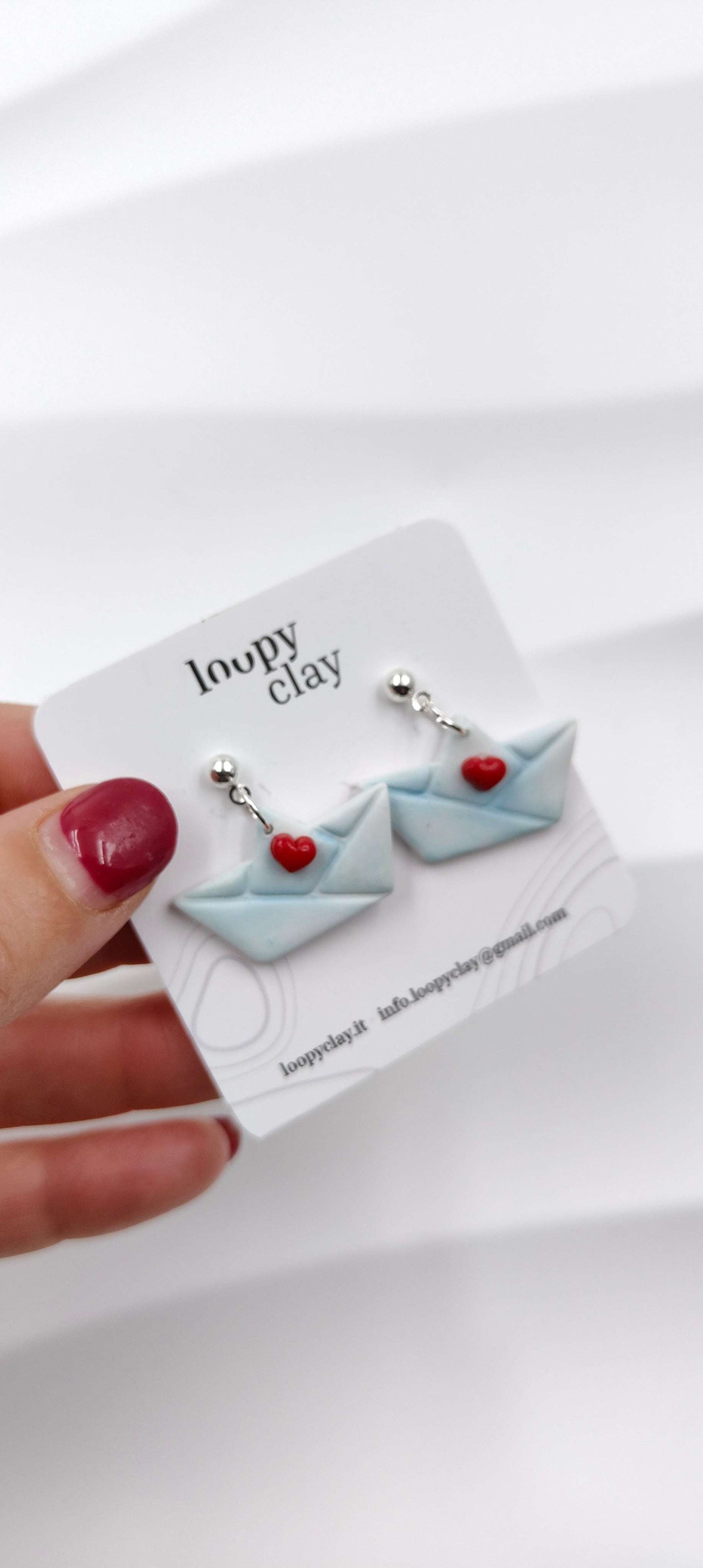 Orecchini Scuola 2025 Cuori Mele Origami Pendenti Artigianali