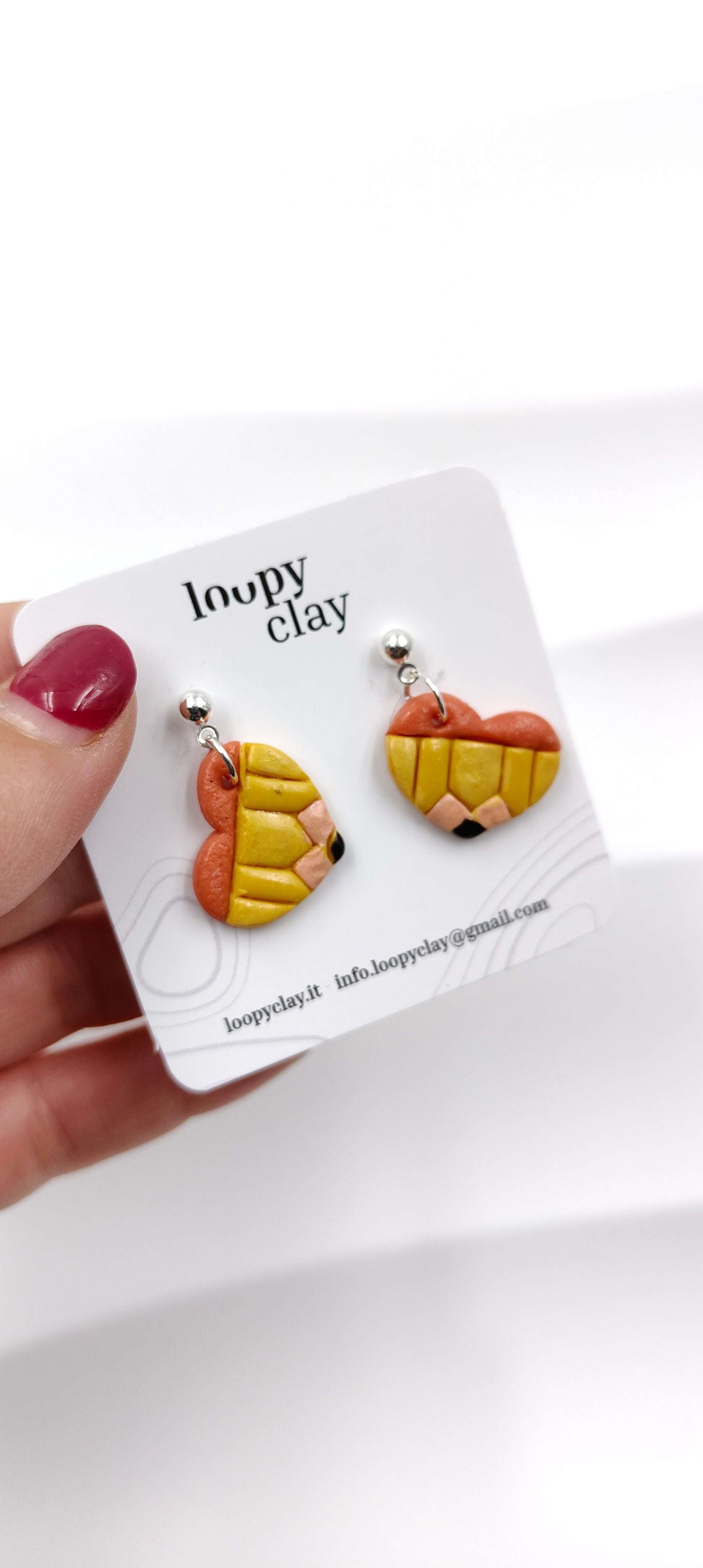 Orecchini Scuola 2025 Cuori Mele Origami Pendenti Artigianali