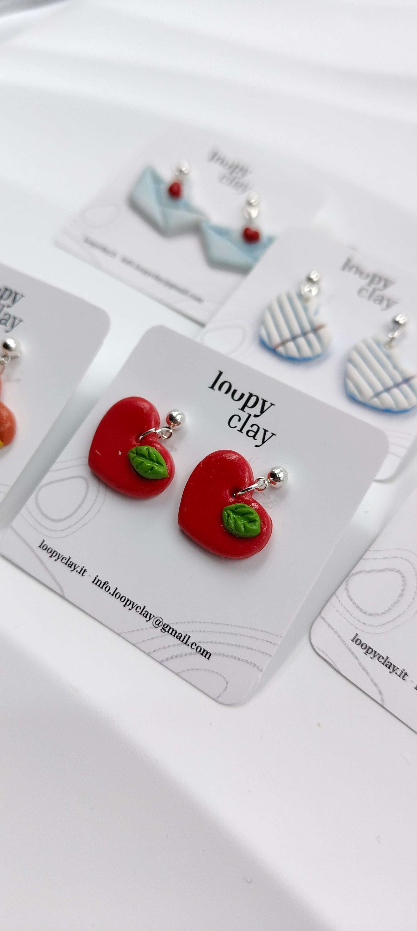 Orecchini Scuola 2025 Cuori Mele Origami Pendenti Artigianali