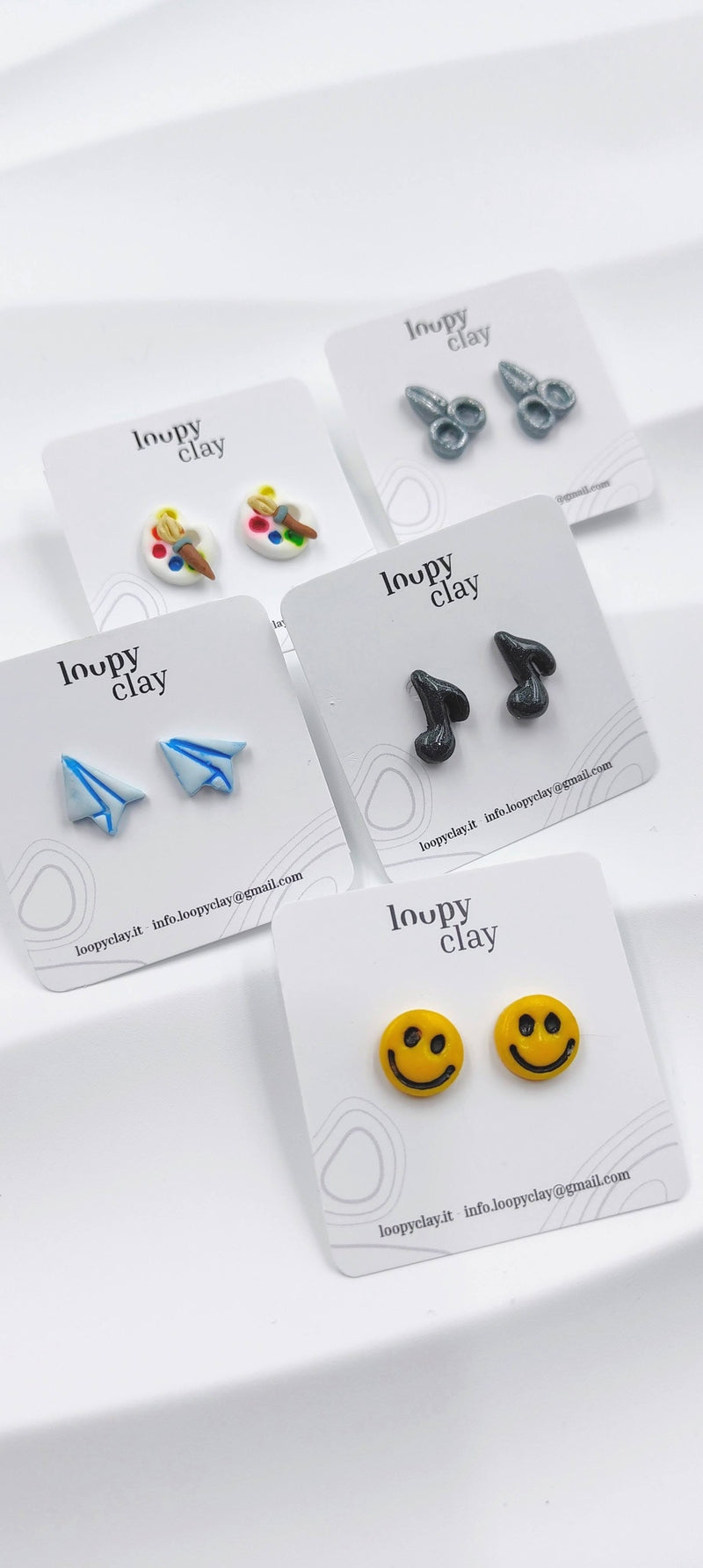 Orecchini Bottone Scuola Forbici Tavolozza Smile Artigianali