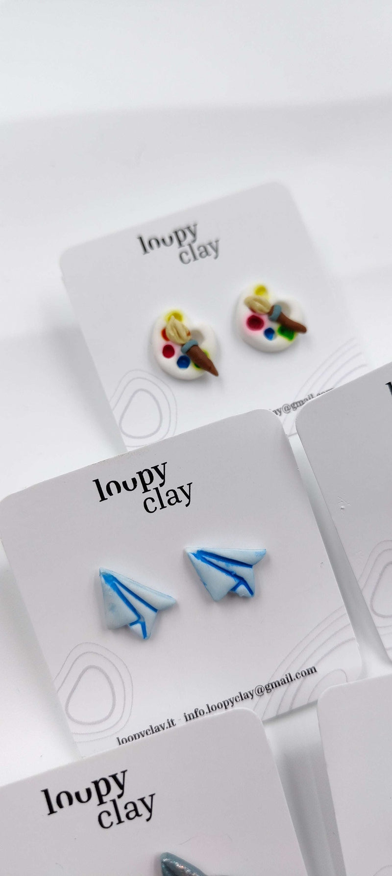 Orecchini Bottone Scuola Forbici Tavolozza Smile Artigianali