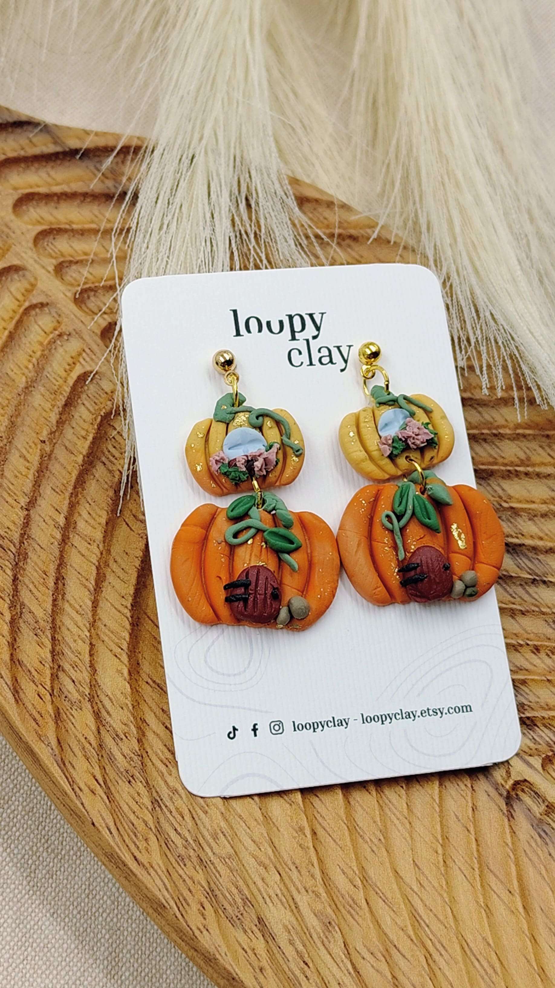 Orecchini Zucca "Casetta degli Gnomi" | Pezzo unico artigianale