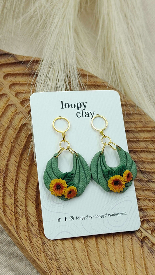 Orecchini pendenti Boho Girasoli | Gioielli artigianali floreali