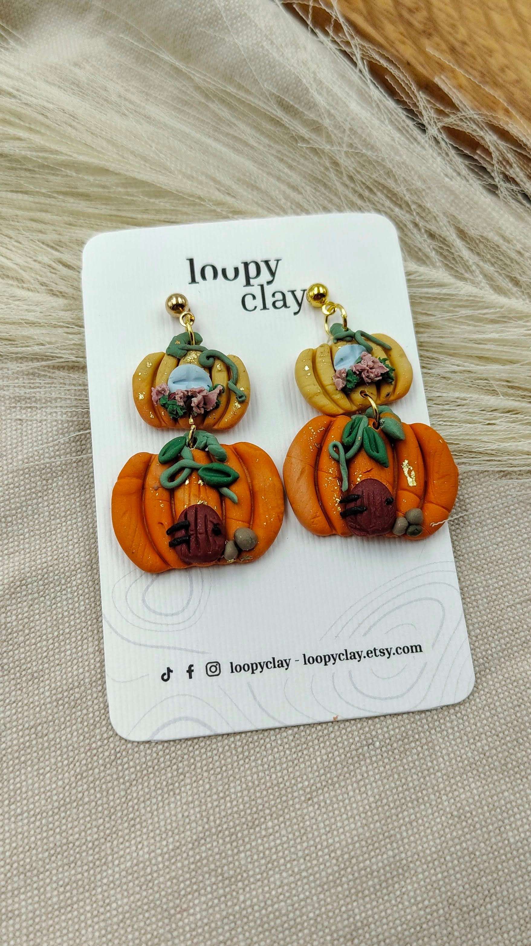 Orecchini Zucca "Casetta degli Gnomi" | Pezzo unico artigianale