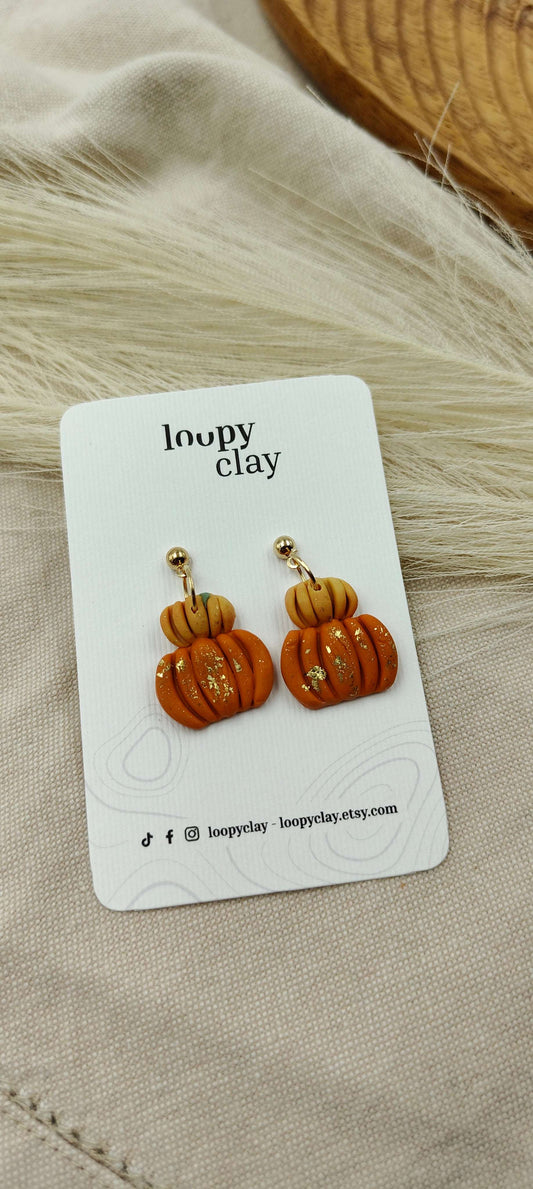 Orecchini Zucca Minimal Oro Pendenti Artigianali