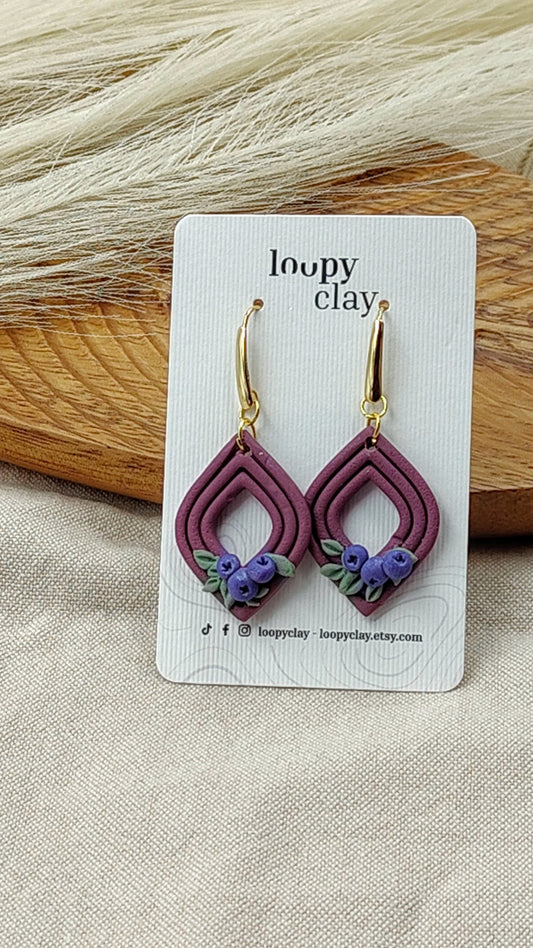 Orecchini pendenti artigianali Mirtilli | Gioielli botanici