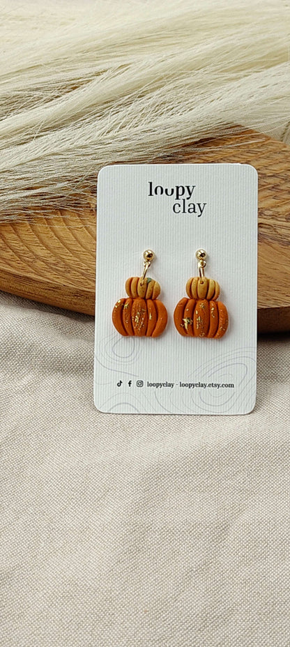 Orecchini Zucca Minimal Oro Pendenti Artigianali