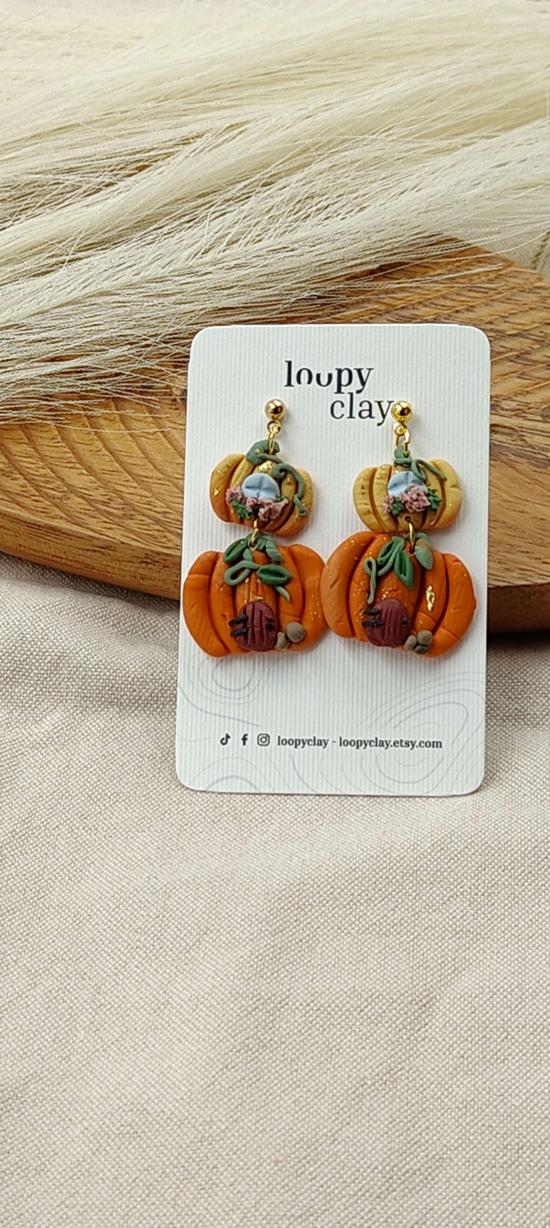 Orecchini Zucca "Casetta degli Gnomi" | Pezzo unico artigianale