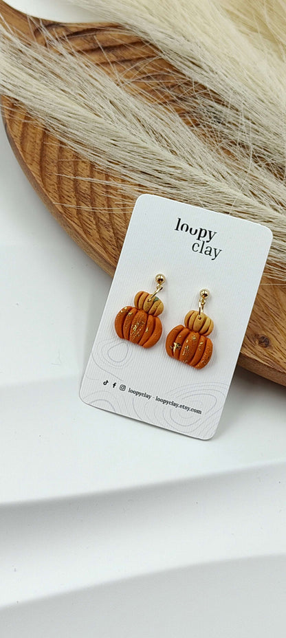 Orecchini Zucca Minimal Oro Pendenti Artigianali
