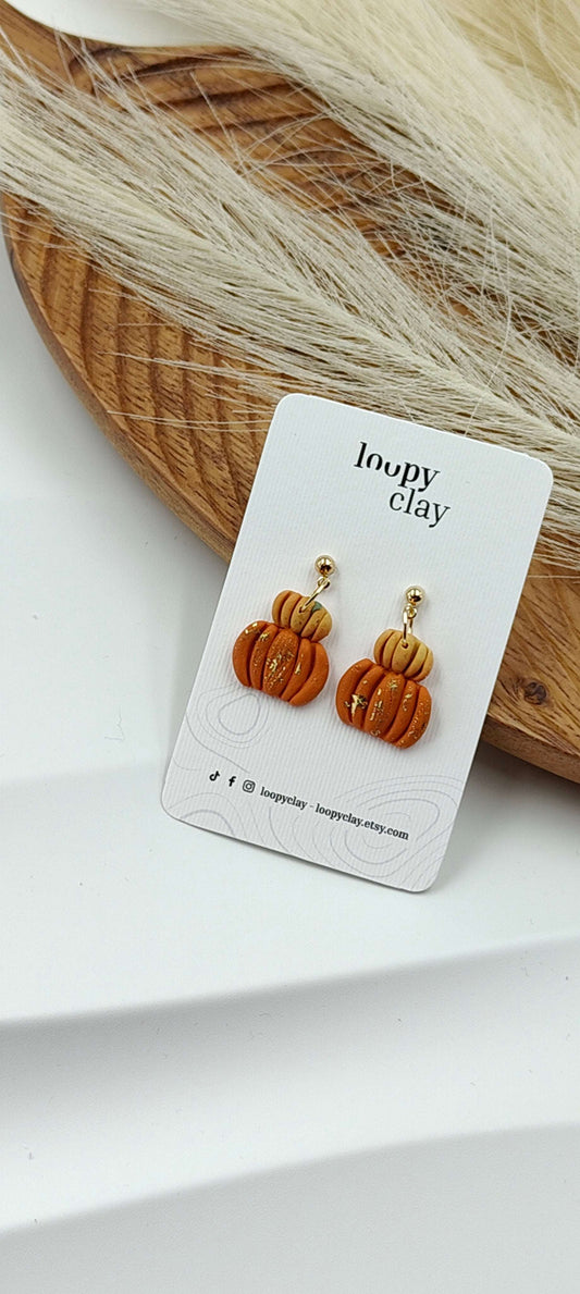 Orecchini Zucca Minimal Oro Pendenti Artigianali