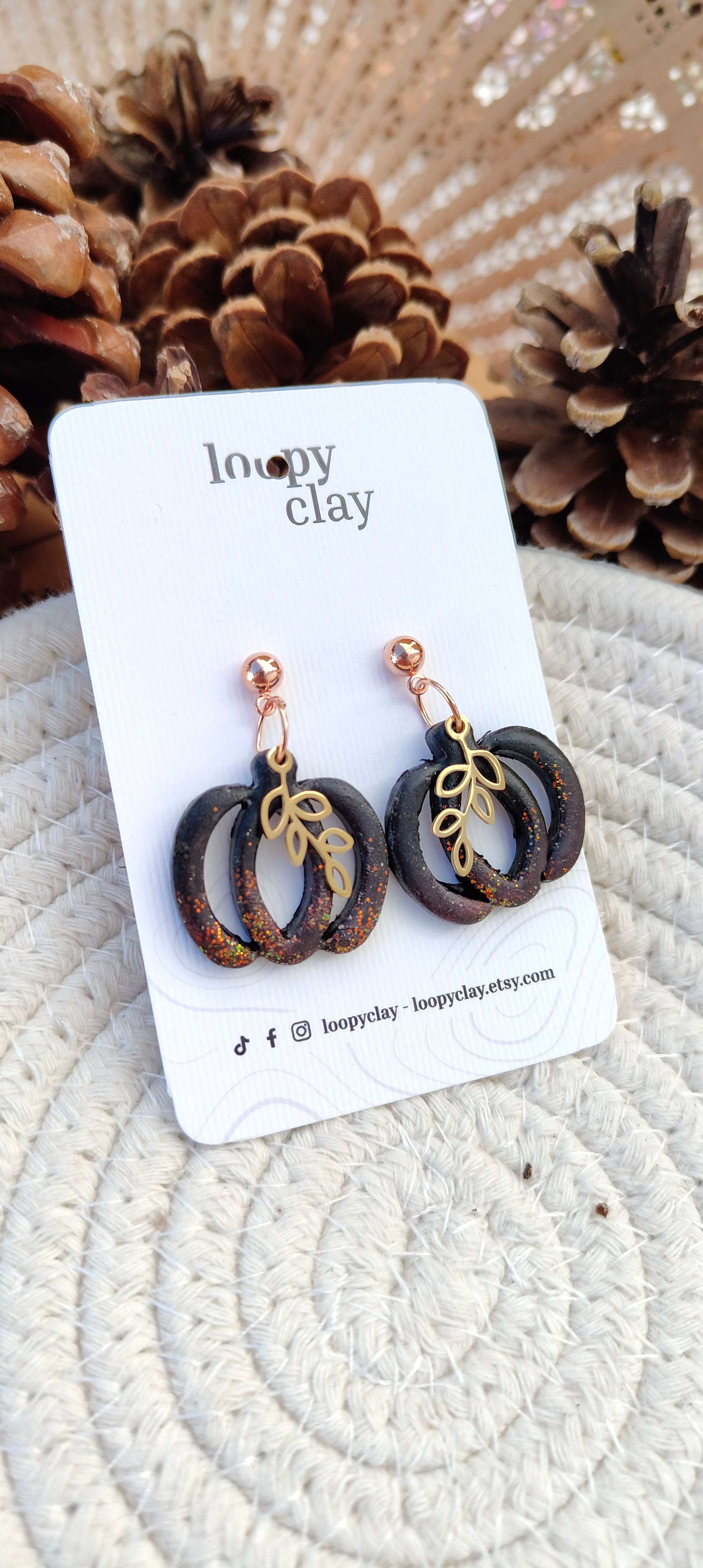 Orecchini pedenti Zucca Elegante Nera e Oro