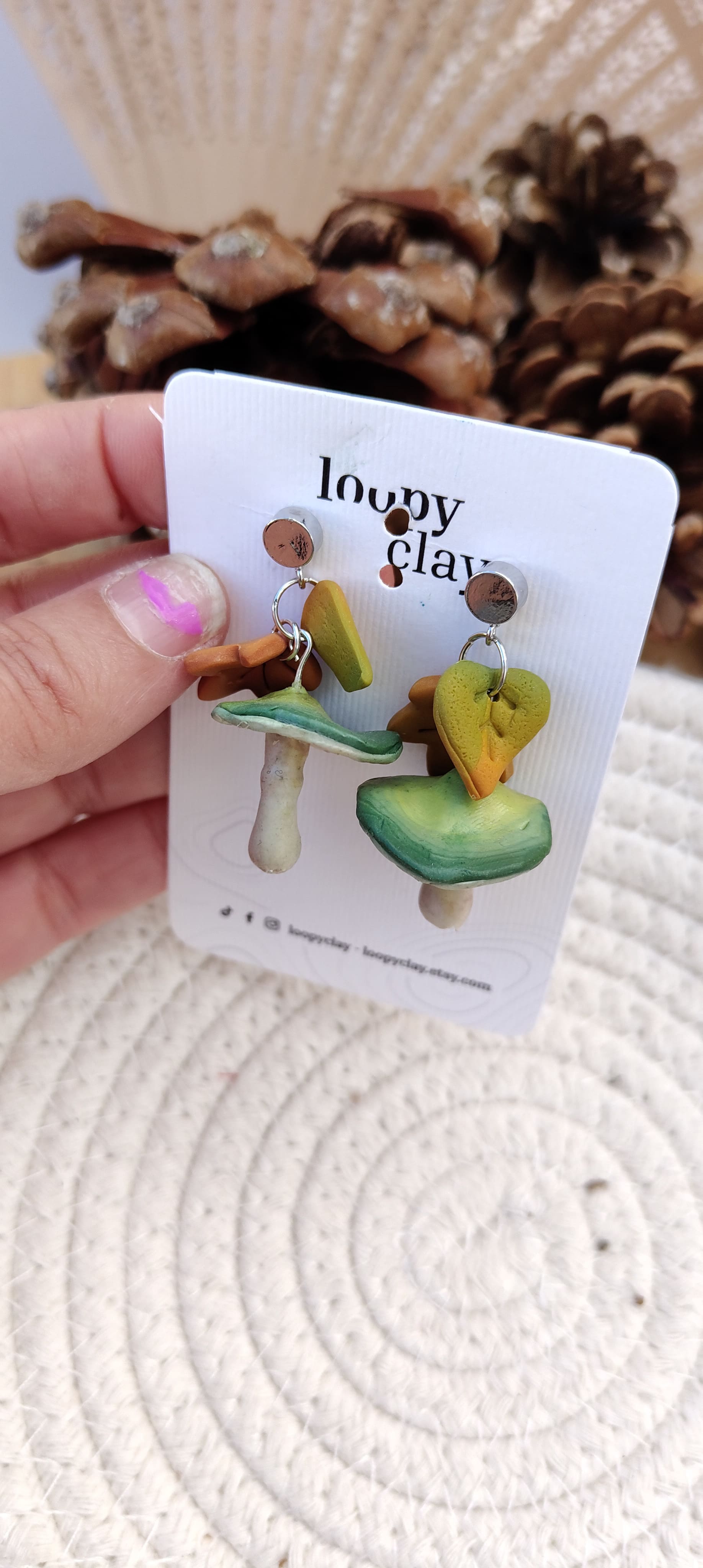 Orecchini pendenti Fungo Verde | Spirito del Bosco