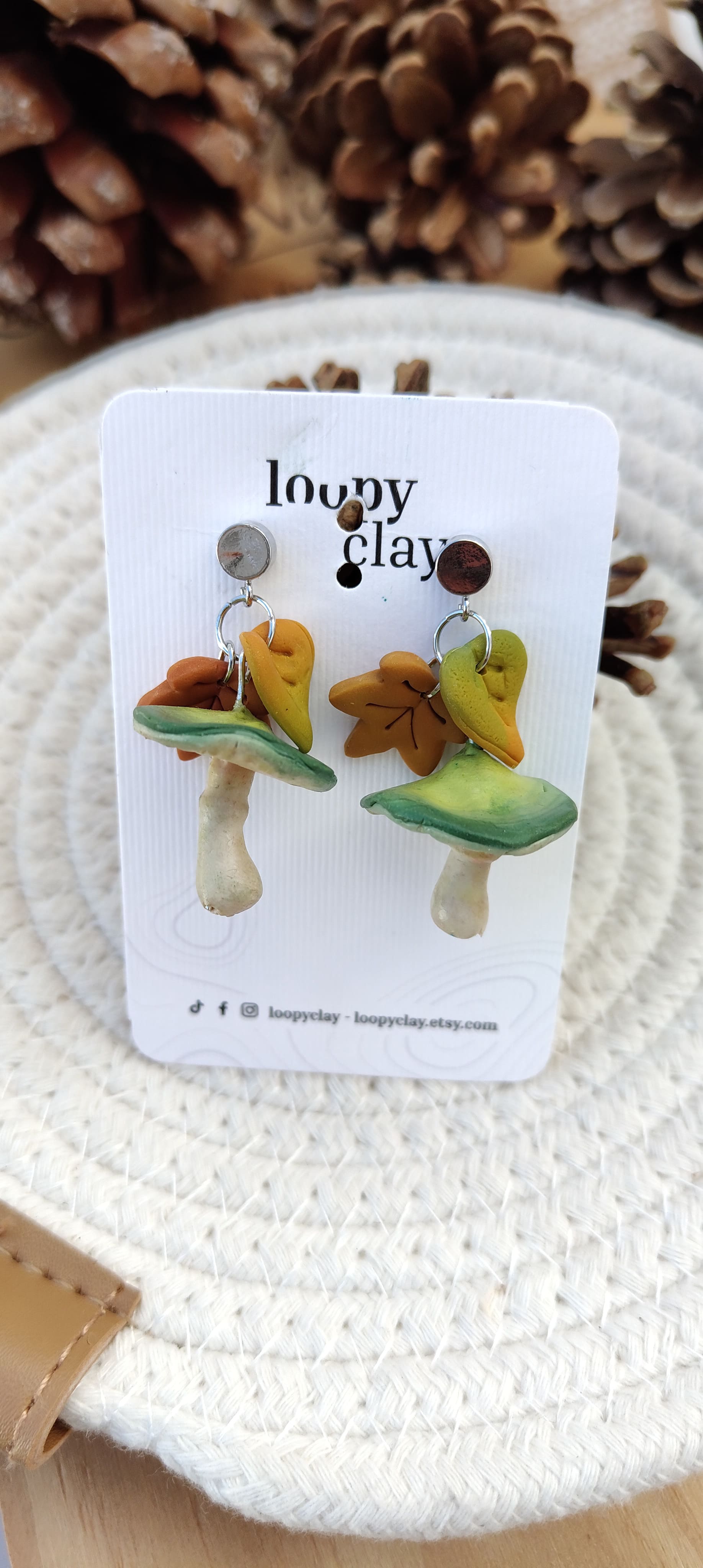 Orecchini pendenti Fungo Verde | Spirito del Bosco