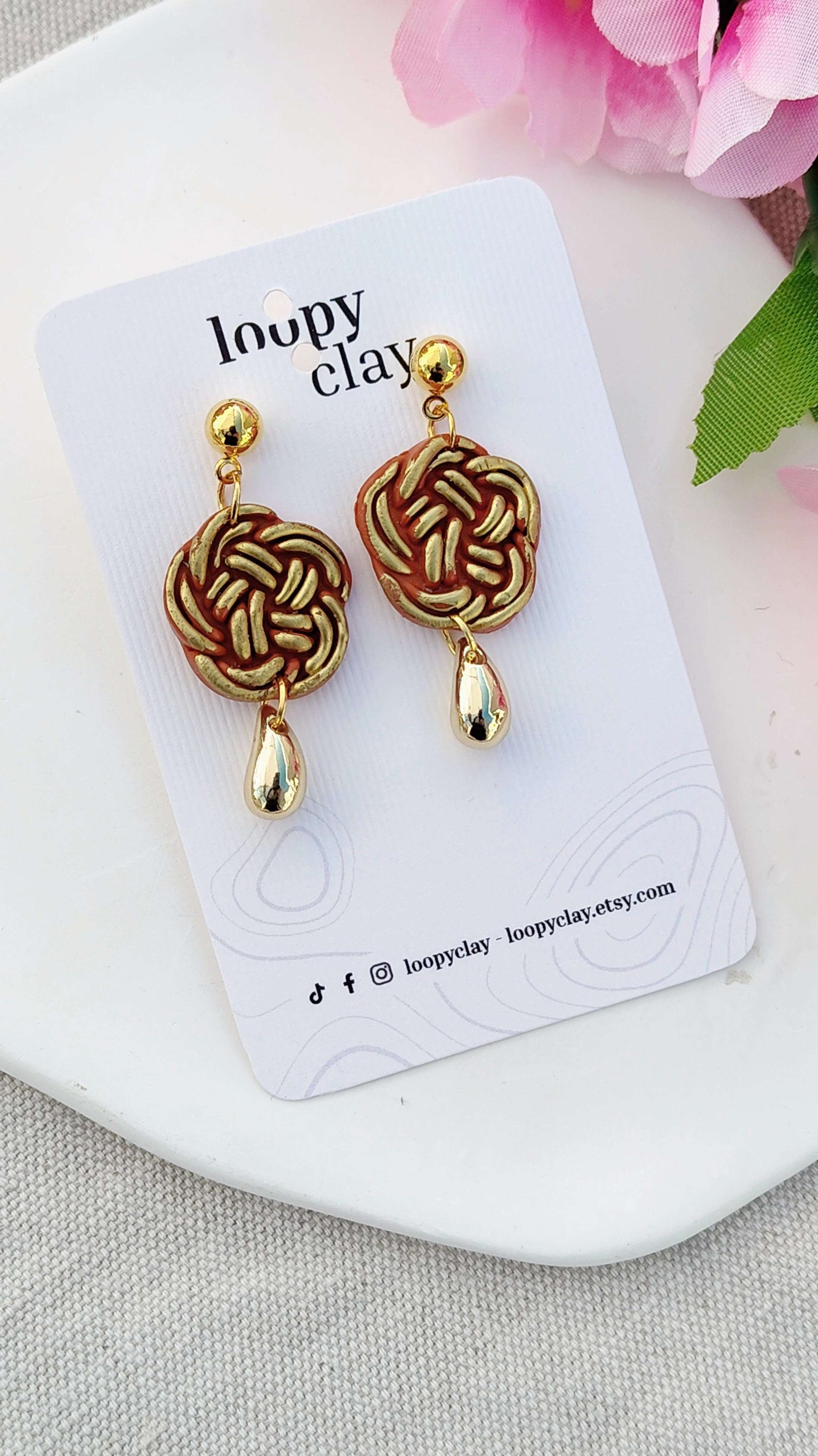 Orecchini Mizuhiki "Golden Earth" (Marrone e Oro) | Collezione I Love Japan