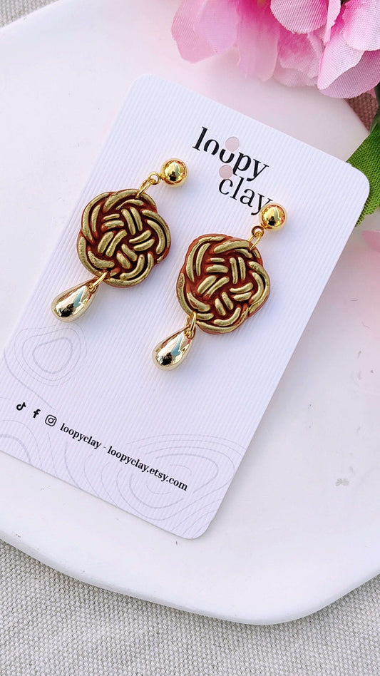 Orecchini Mizuhiki "Golden Earth" (Marrone e Oro) | Collezione I Love Japan