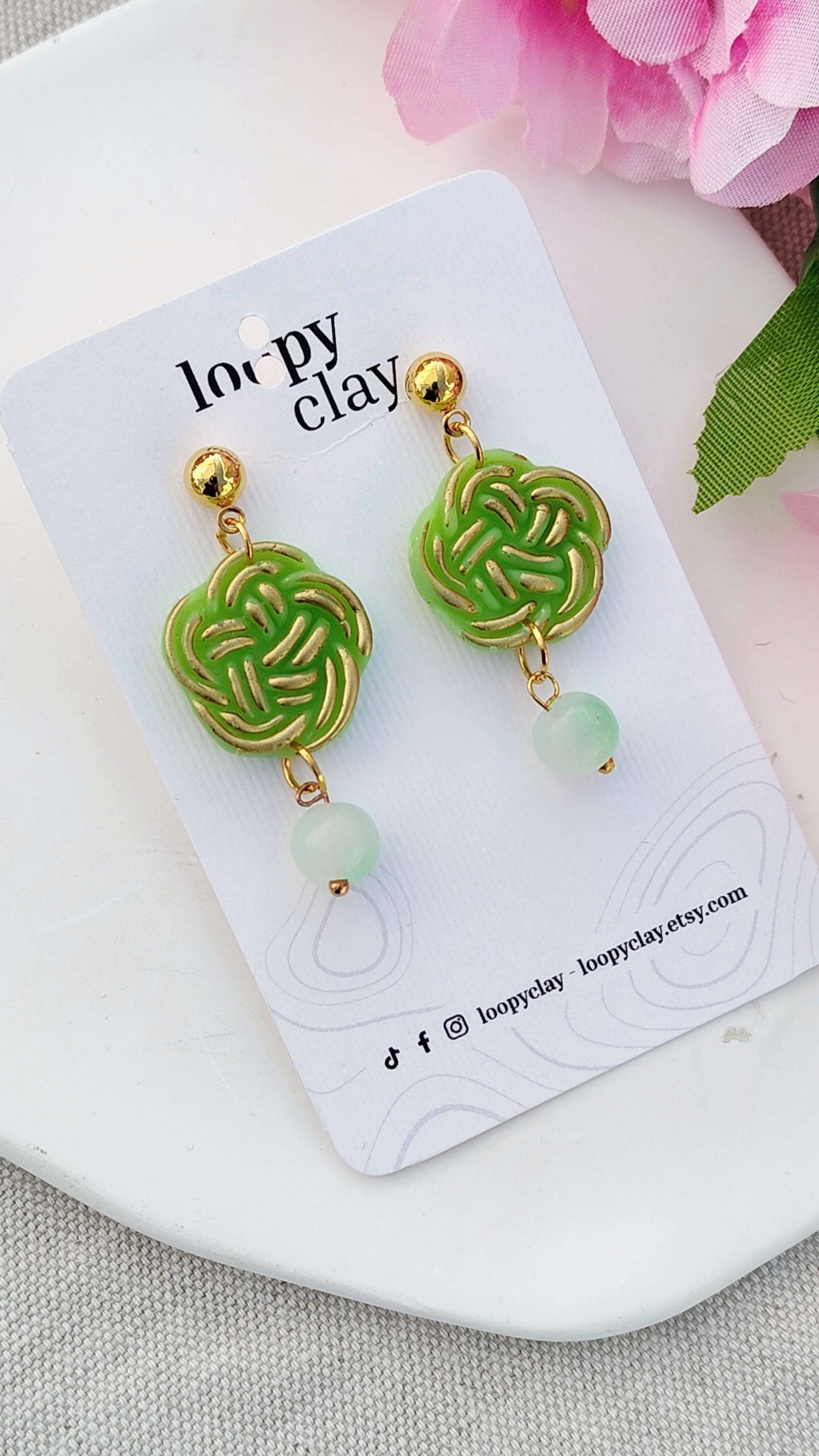 Orecchini Mizuhiki "Verde Giada" | Collezione I Love Japan