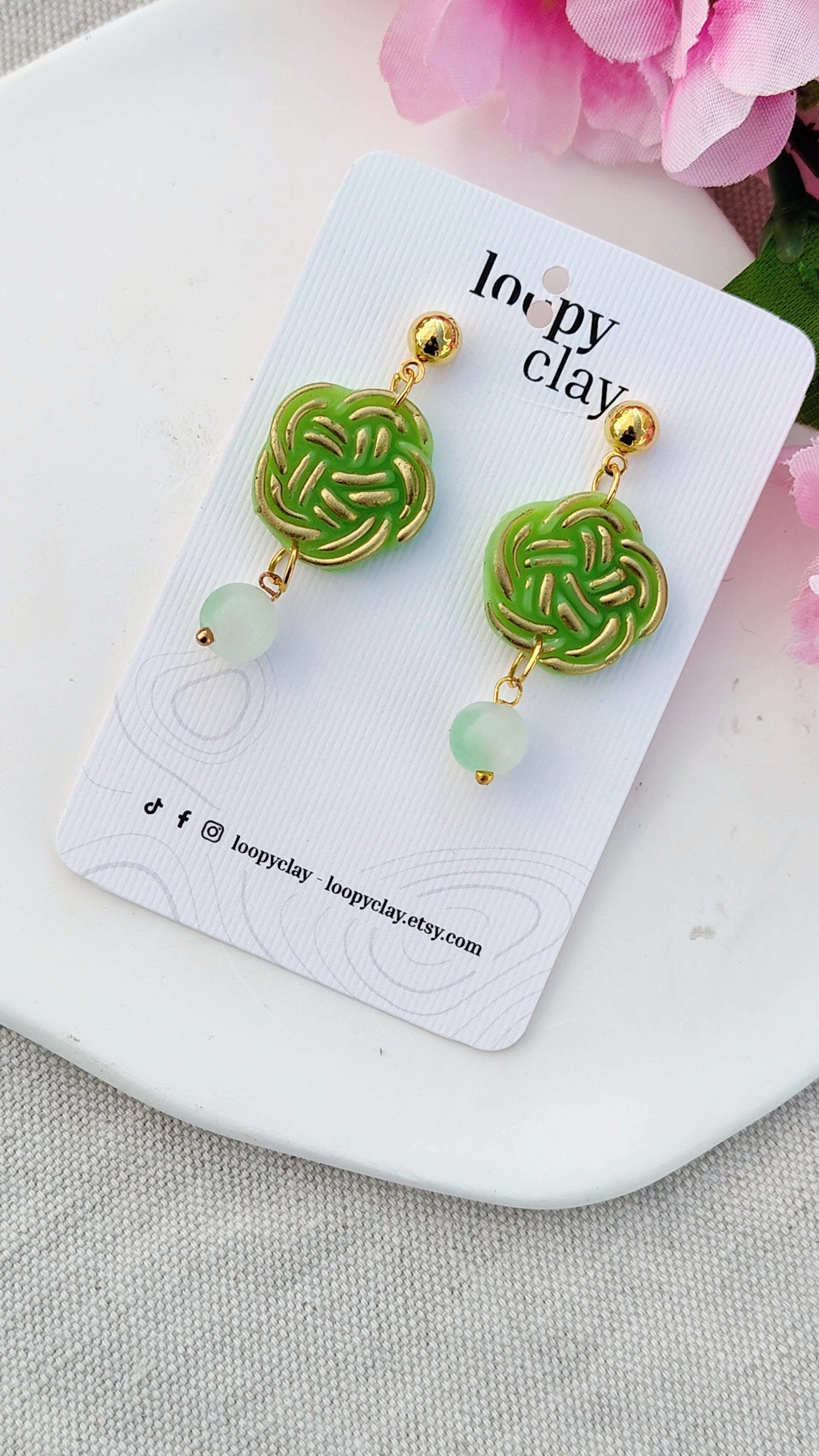 Orecchini Mizuhiki "Verde Giada" | Collezione I Love Japan
