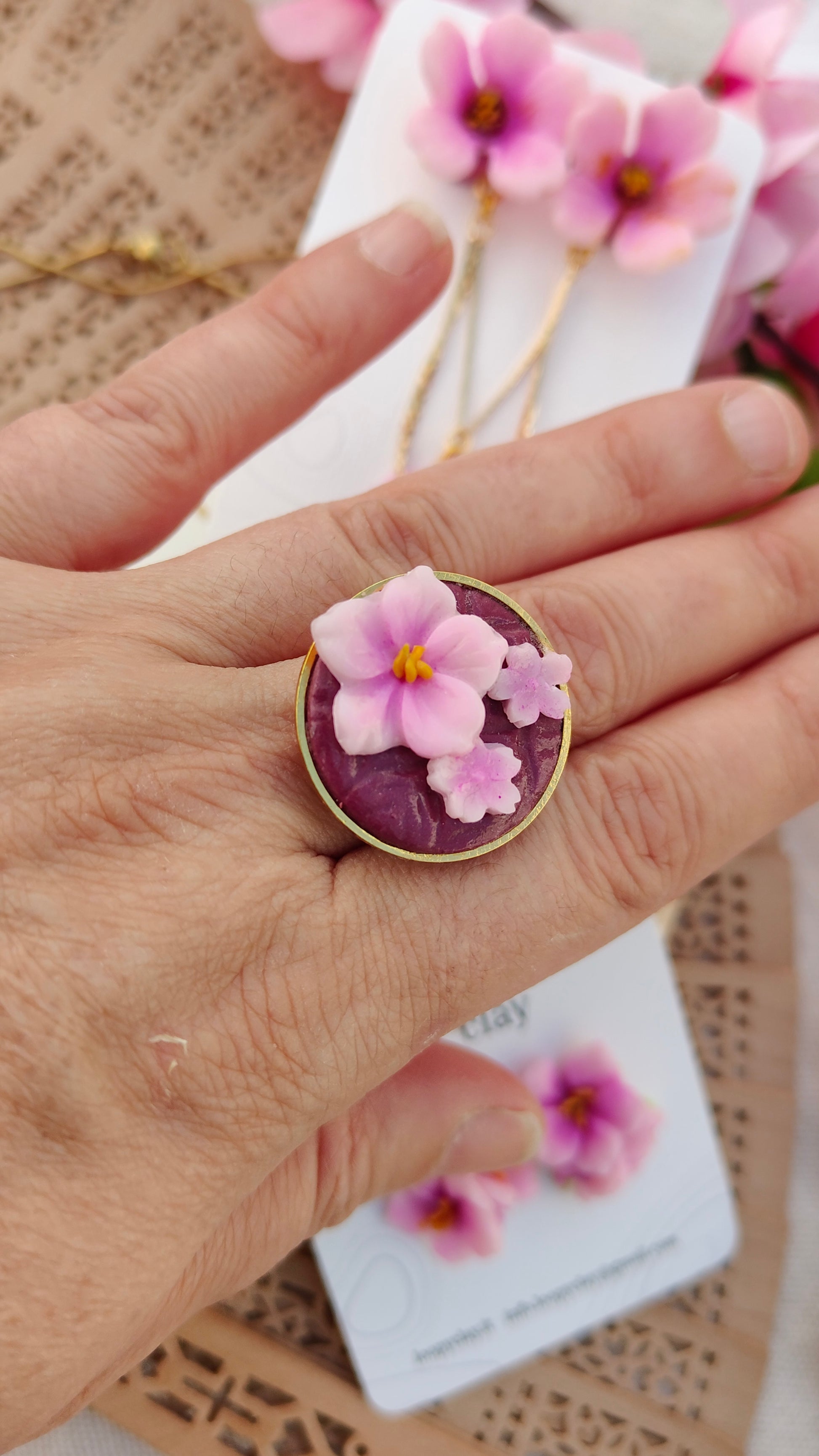 Anello Sakura "Abbondanza" (Triplo Fiore Oro) | I Love Japan