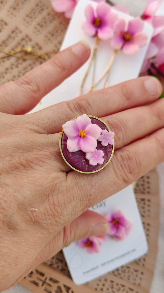 Anello Sakura "Abbondanza" (Triplo Fiore Oro) | I Love Japan