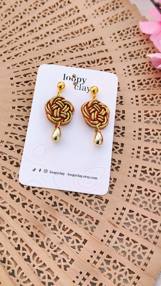 Orecchini Mizuhiki "Golden Earth" (Marrone e Oro) | Collezione I Love Japan