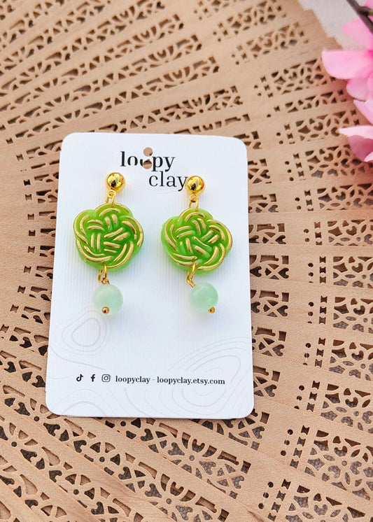 Orecchini Mizuhiki "Verde Giada" | Collezione I Love Japan
