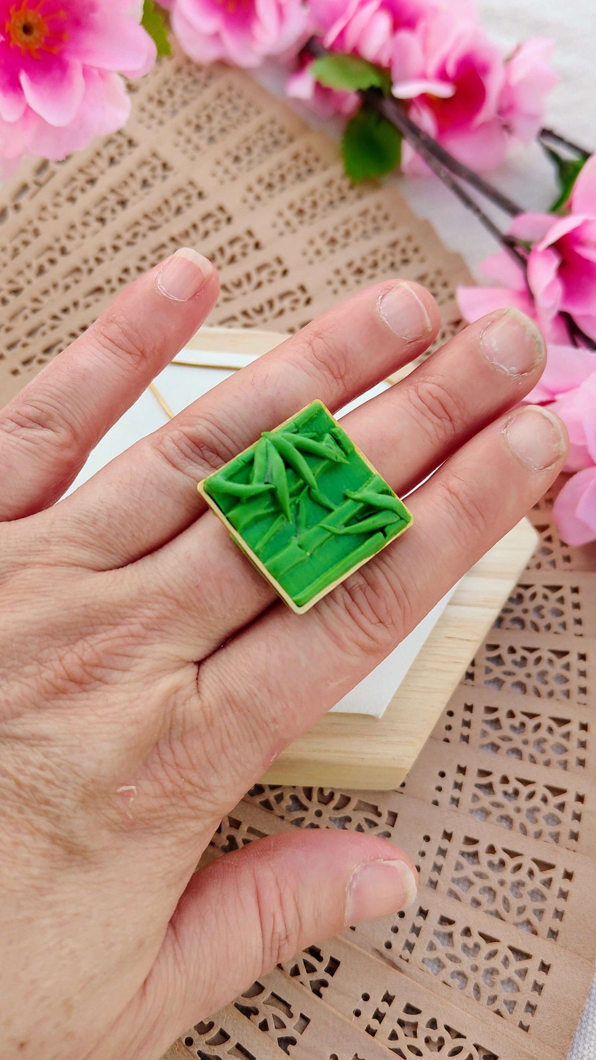 Anello Bamboo Forest Cameo Square | I Love Japan