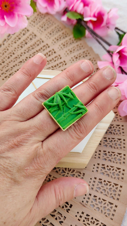 Anello Bamboo Forest Cameo Square | I Love Japan