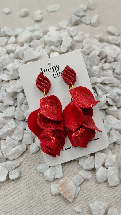 Orecchini Pendenti Essenza Scintillante | Rosso e Bagliori Diffusi