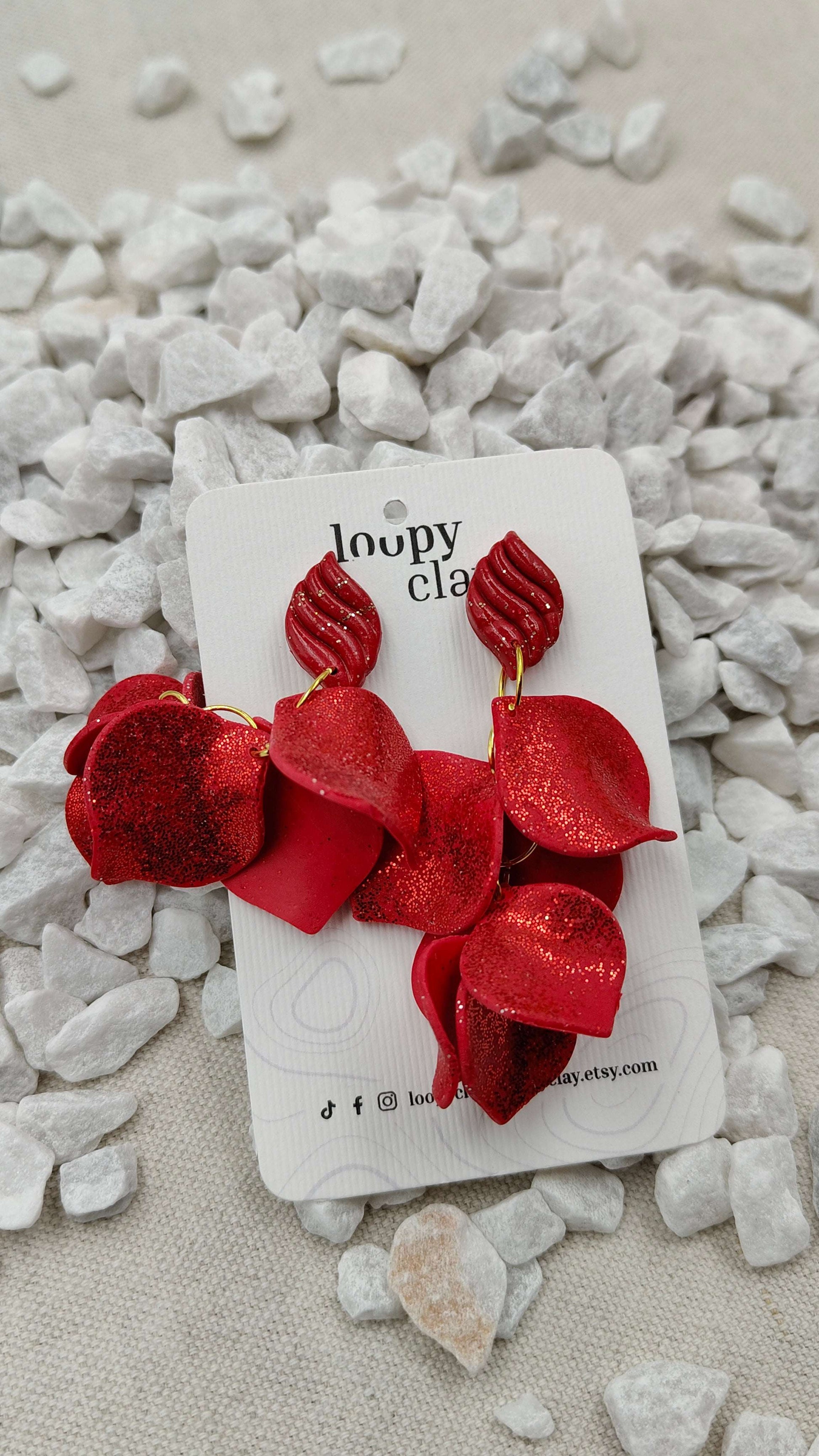 Orecchini Pendenti Essenza Scintillante | Rosso e Bagliori Diffusi