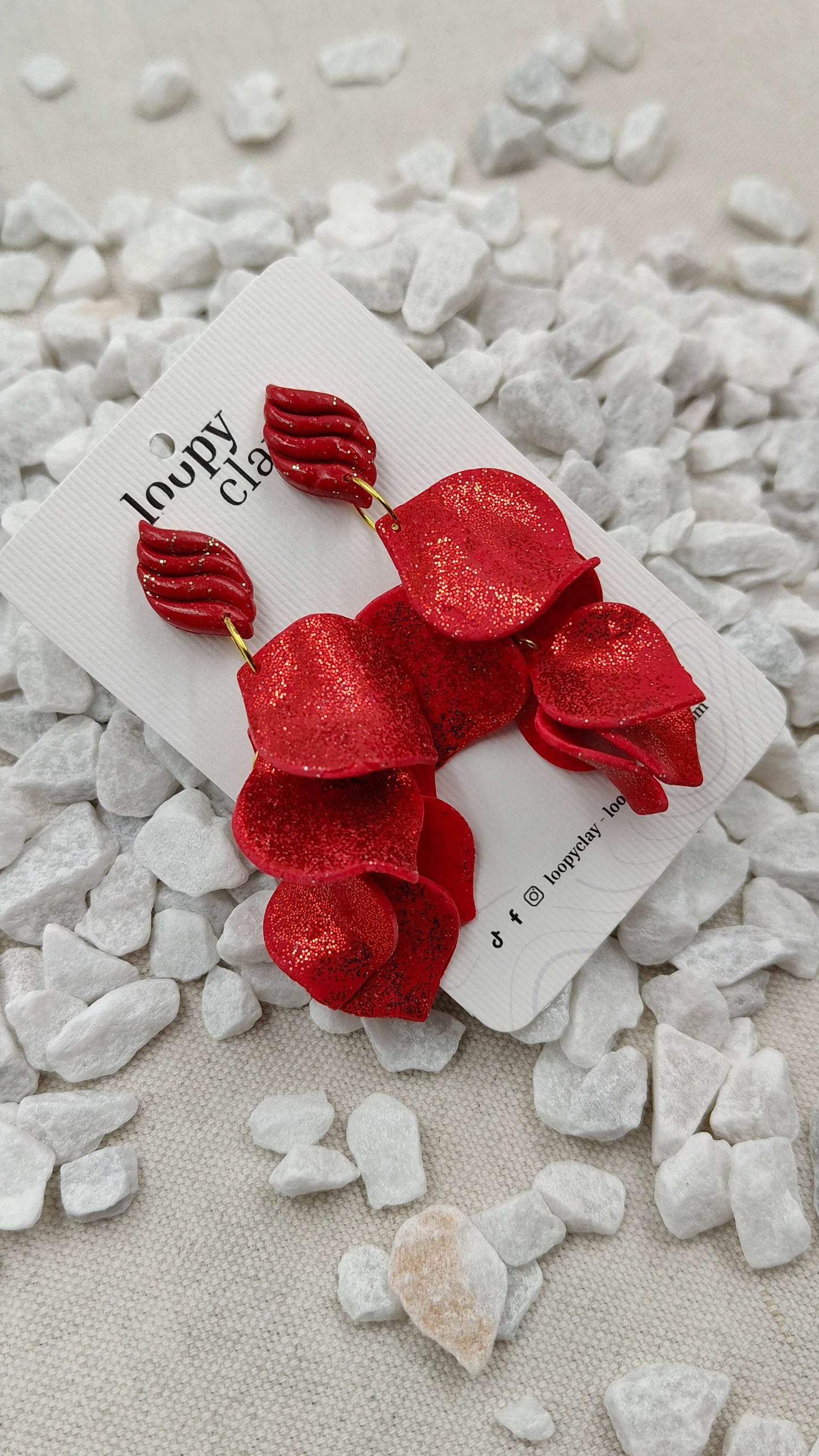 Orecchini Pendenti Essenza Scintillante | Rosso e Bagliori Diffusi