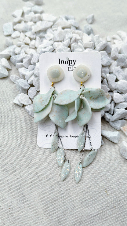 Orecchini Pendenti Aura Boreale | Azzurro Ghiaccio e Glitter Oro