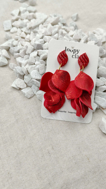 Orecchini Pendenti Essenza Scintillante | Rosso e Bagliori Diffusi