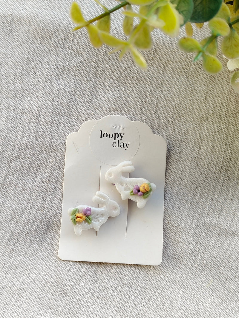 Collezione Primavera | Fermagli capelli artigianali Coniglietti Fioriti