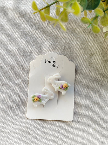 Collezione Primavera | Fermagli capelli artigianali Coniglietti Fioriti